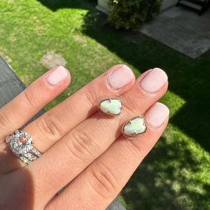 Kendra Scott Iridescent White Stone and Gold Studs